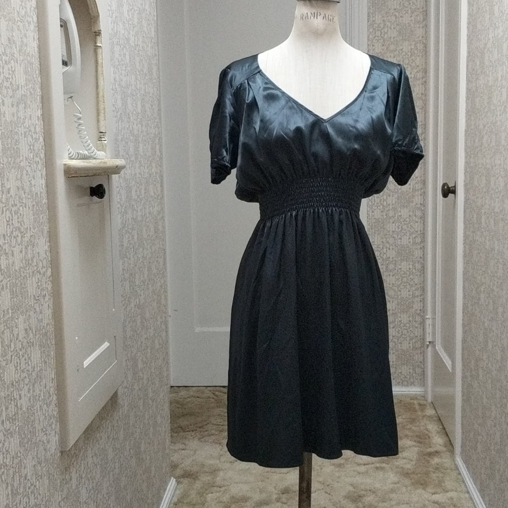 To the Max steel blue satin dress